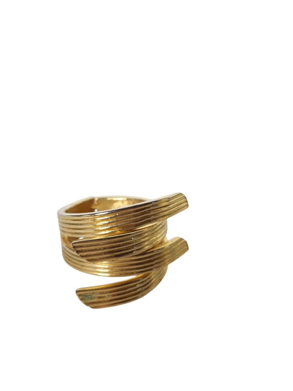 Vintage Gold Tone Ribbed Multi Strand Cuff Bracelet